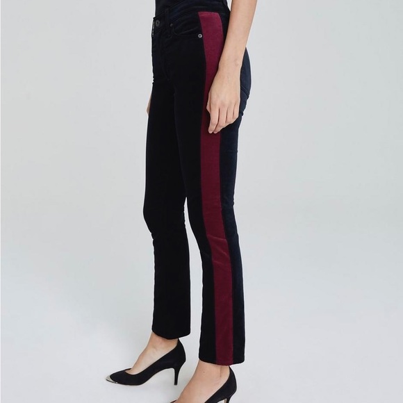 (B22) AG Adriano Goldschmied Mari Tuxedo Stripe Super Black pants, Size 28 NWT - Picture 5 of 16